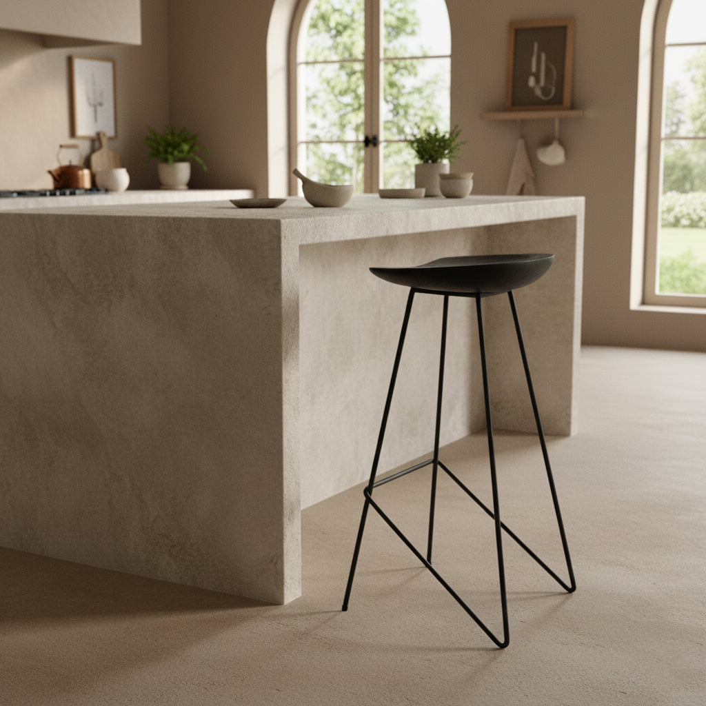 Loft teaktræs barstol sort - 41x42x77 cm