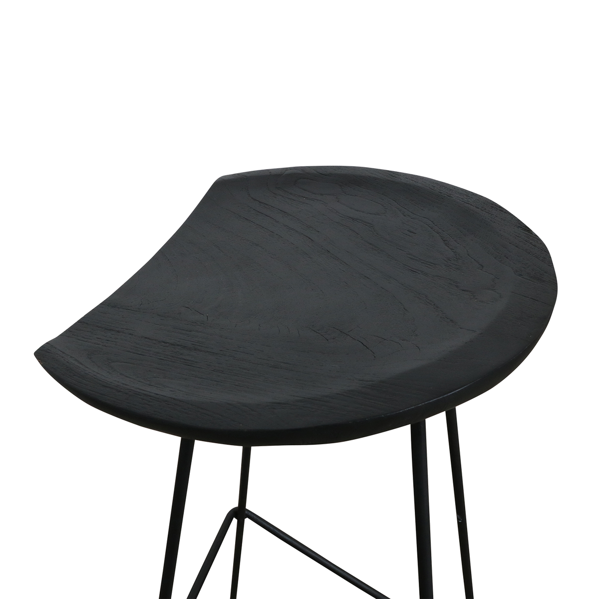 Loft teaktræs barstol sort - 41x42x77 cm