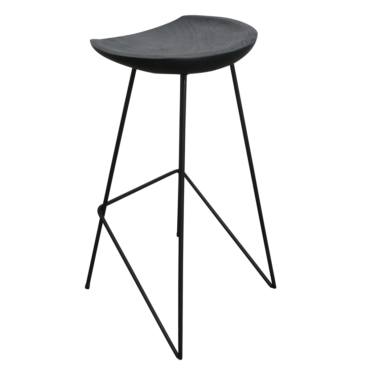 Loft teaktræs barstol sort - 41x42x77 cm