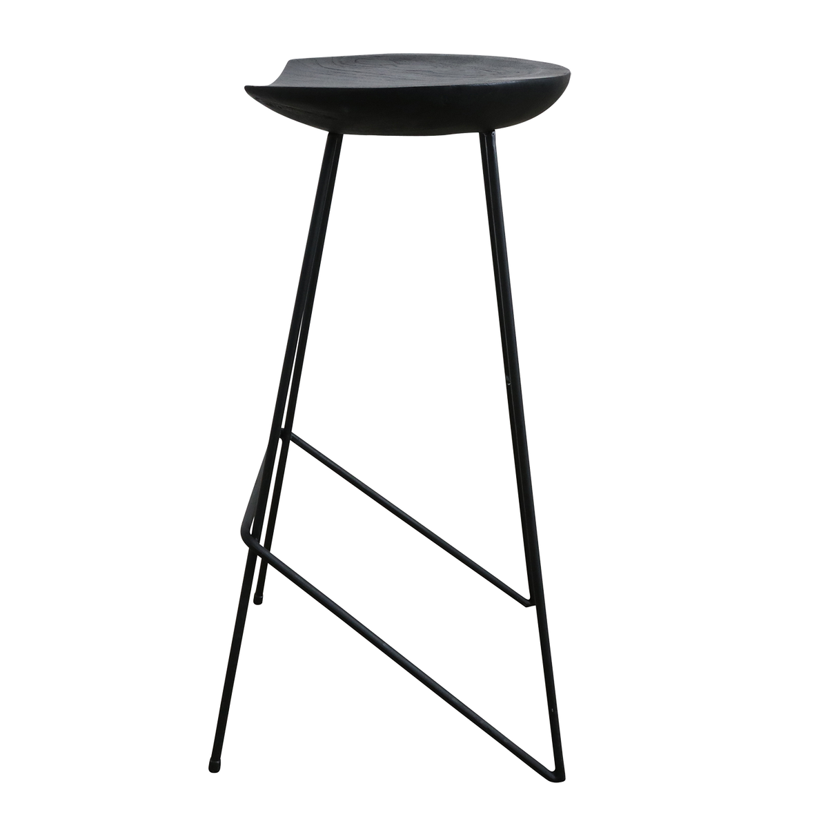 Loft teaktræs barstol sort - 41x42x77 cm