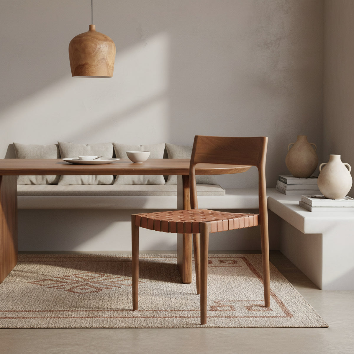 Freya teak spisestol med læder - Naturel (sæt af 2)