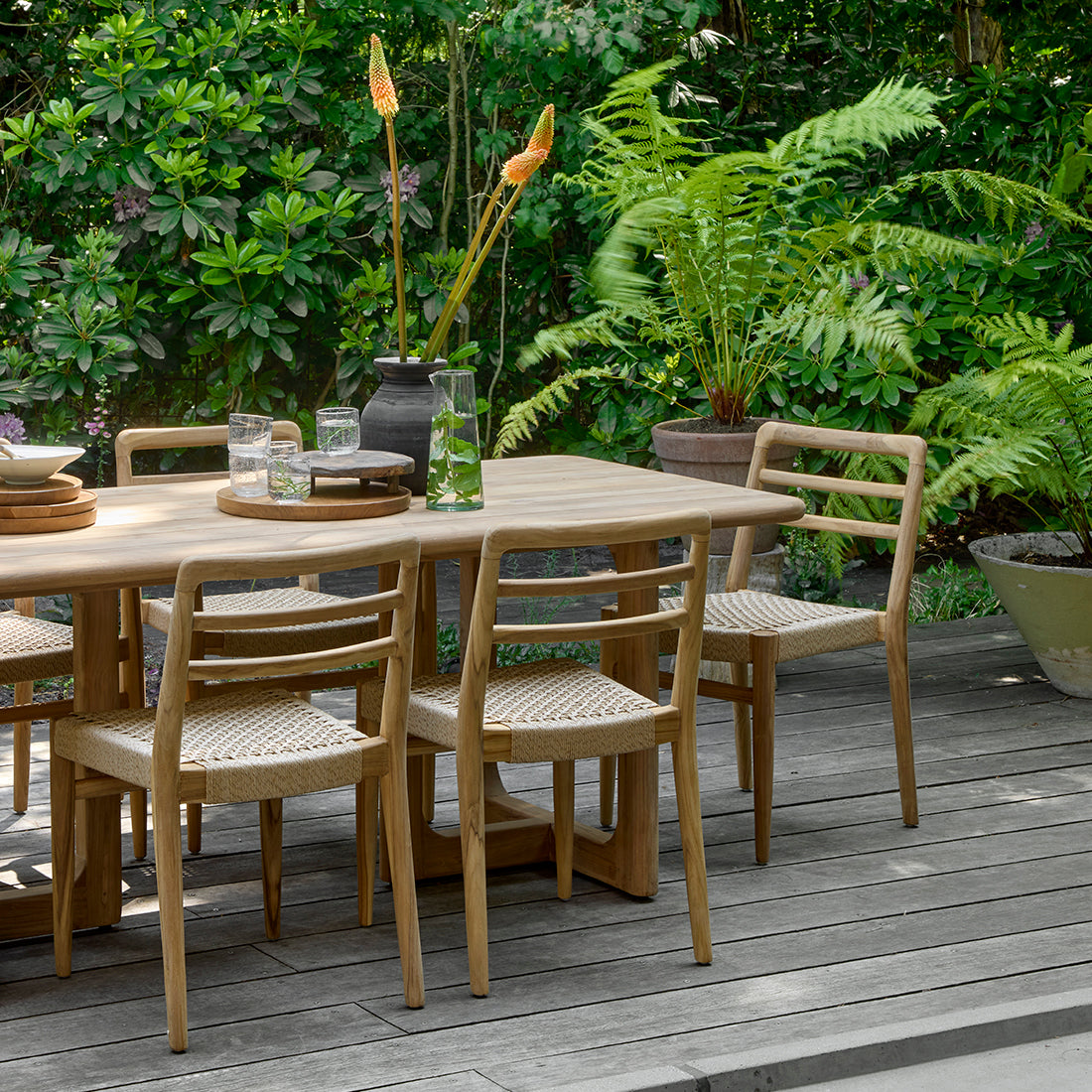 Verano teak havestol med armlæn - natur (sæt af 2)