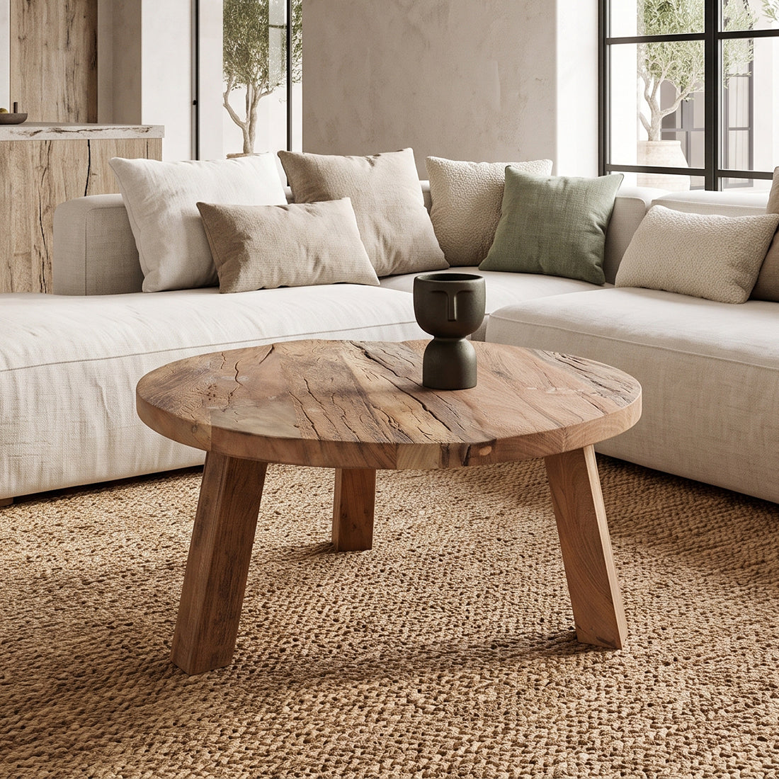 Farmwood rundt sofabord - FSC-genanvendt træ - Ø70x38 cm