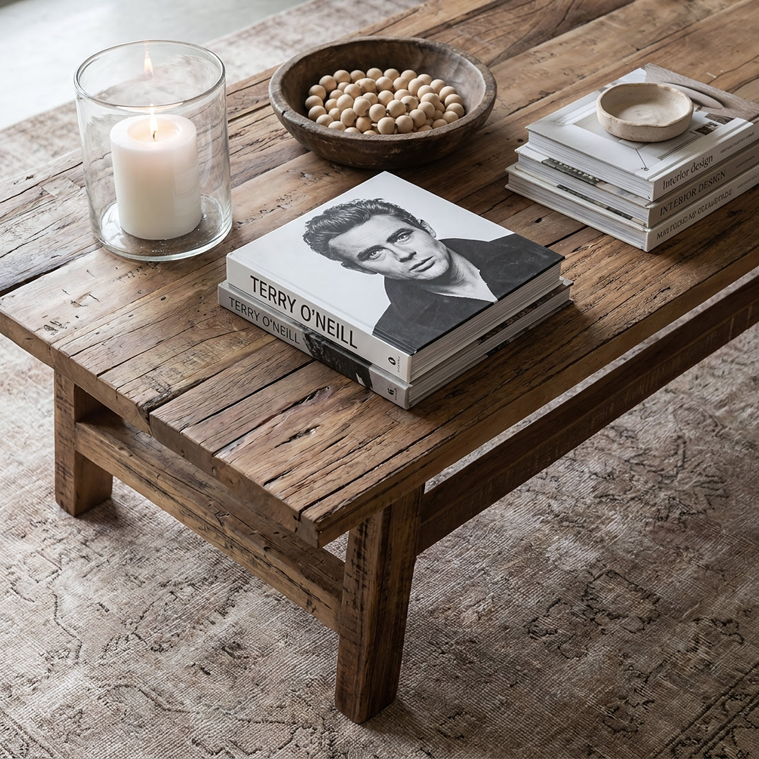 Farmwood træ sofabord, rektangulært - 140x60x35 cm
