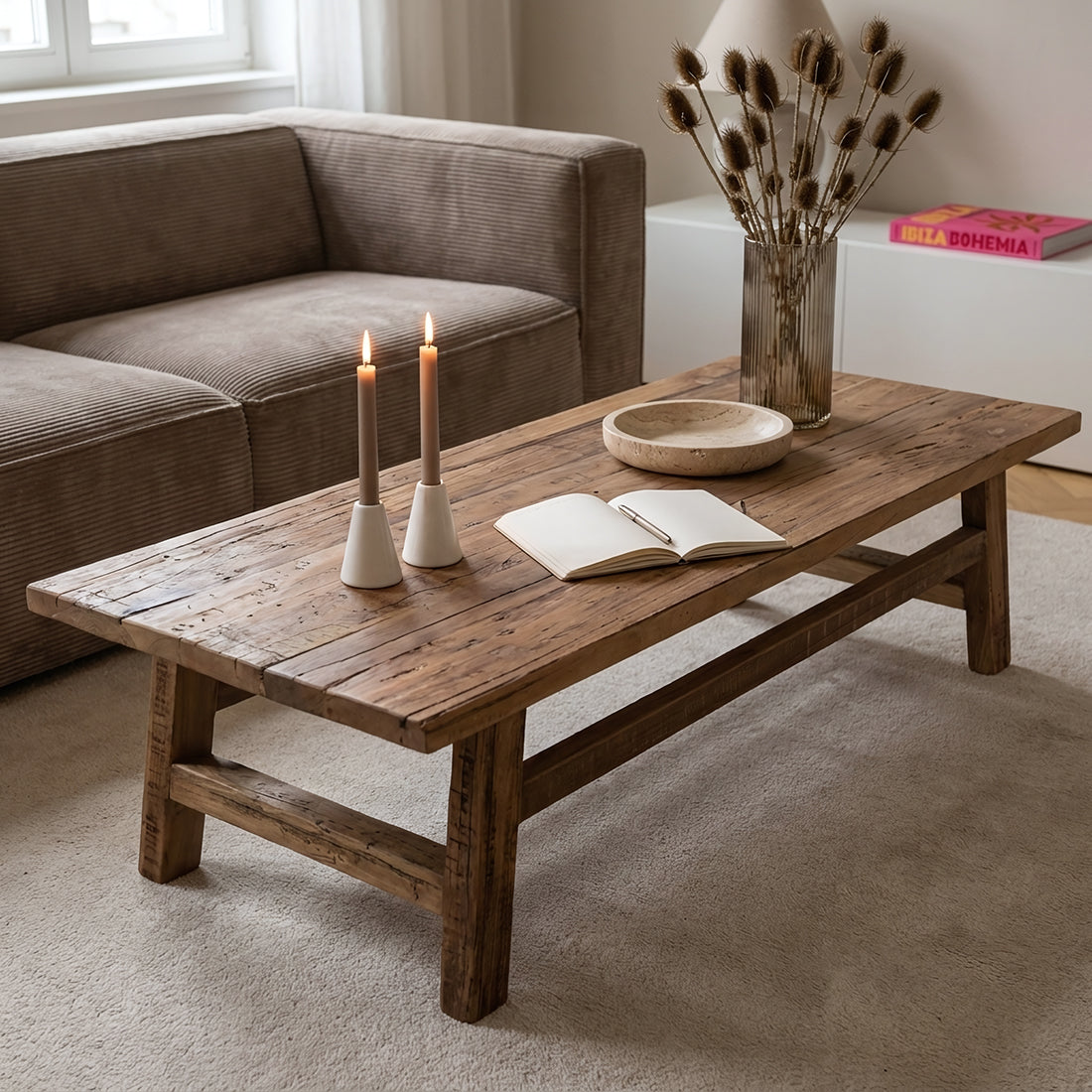 Farmwood træ sofabord, rektangulært - 140x60x35 cm