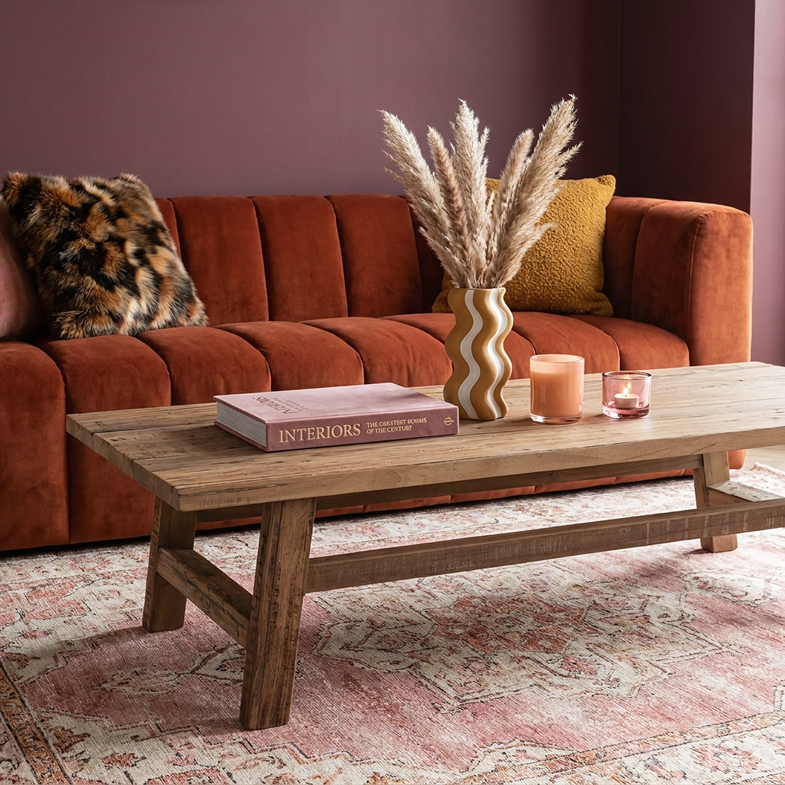 Farmwood træ sofabord, rektangulært - 140x60x35 cm