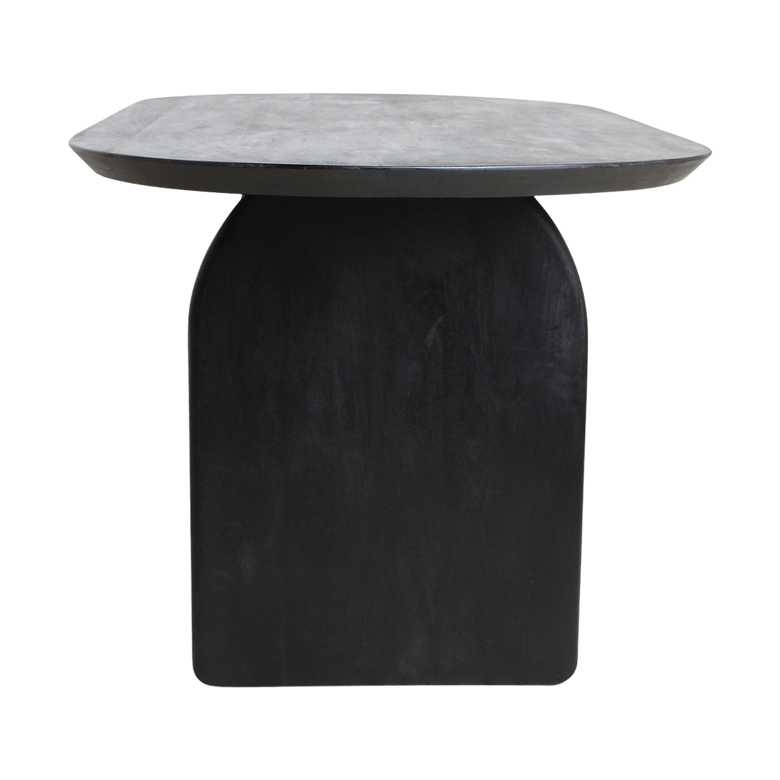 Spisebord med rundet kant - sort - 180 cm - kombineret understel