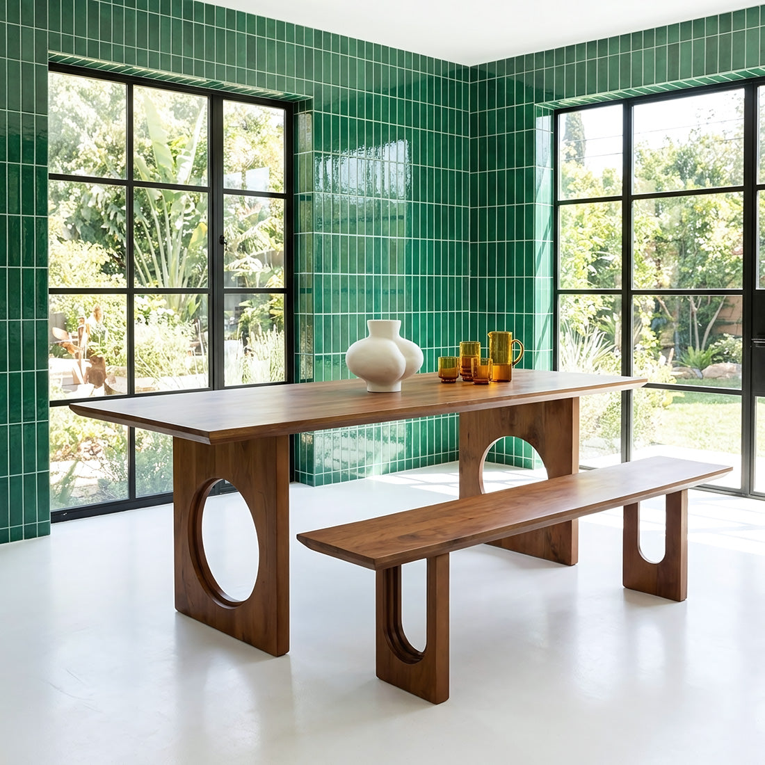Rundkantet, faset Loop mangotræ spisebord - 240 cm