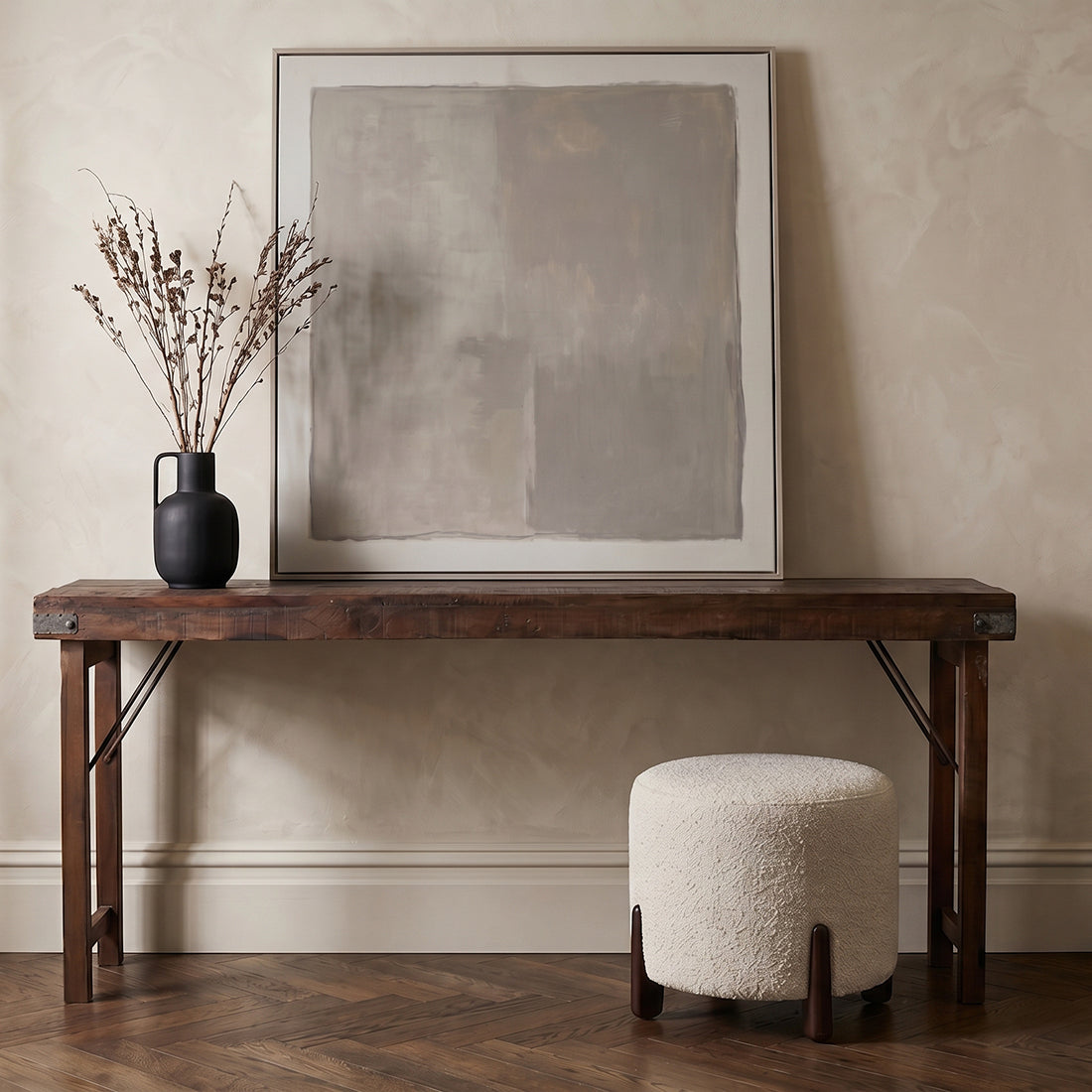 Sammenklappeligt brunt konsolbord - 165x40x76 cm