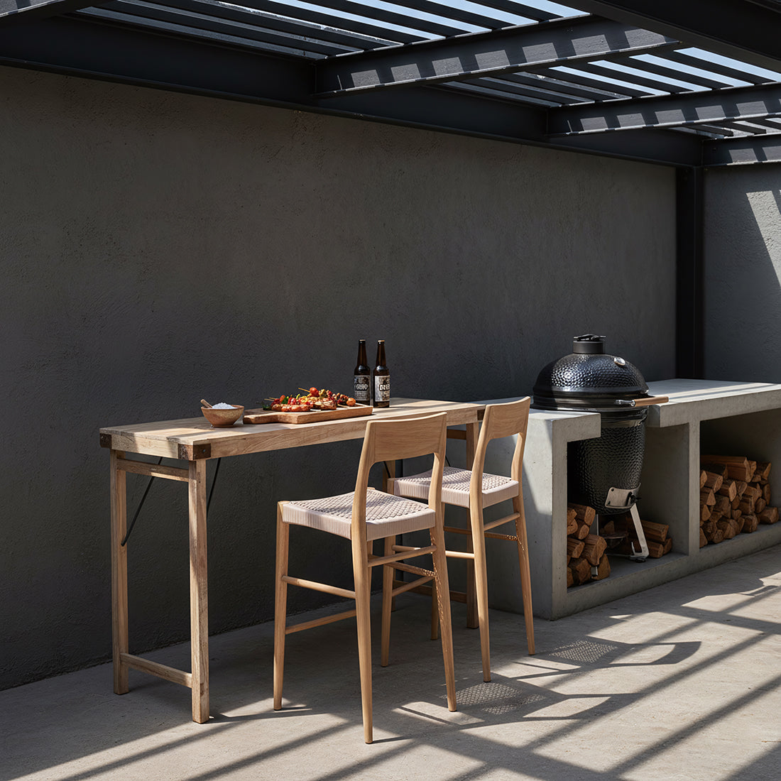 Kalkvasket foldbart barbord - 170x60x107 cm