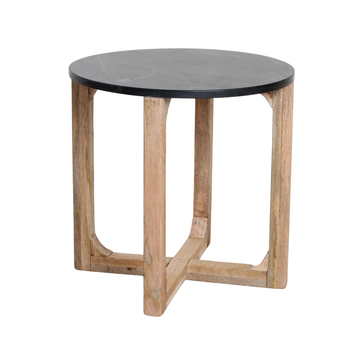 Rundt marmorsidebord - sort