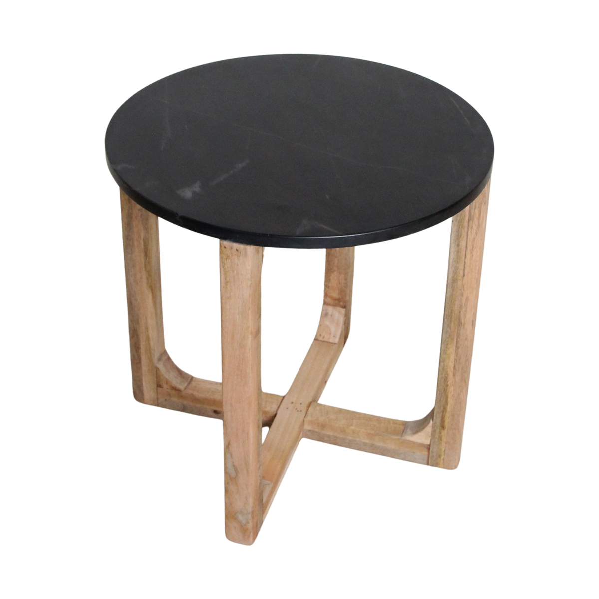 Rundt marmorsidebord - sort