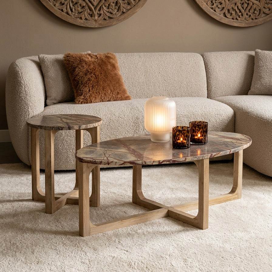 Marmor sidebord Bizar - 50x50x50 cm