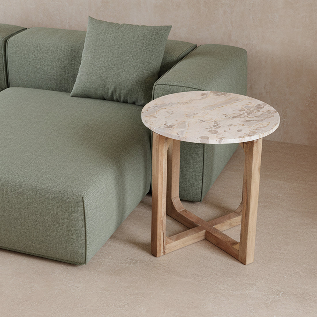 Marmor sidebord creme - 50x50x50 cm