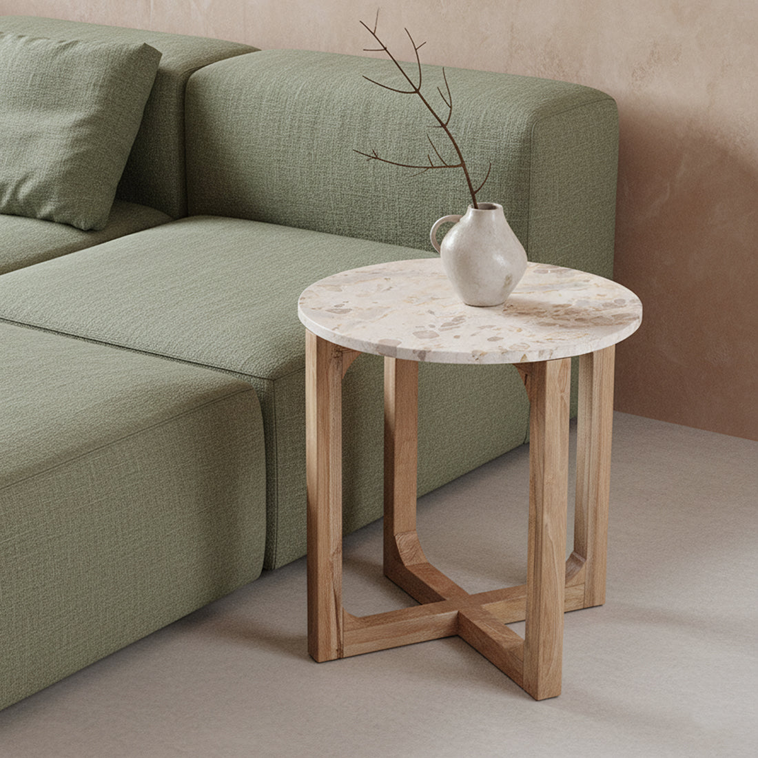 Marmor sidebord creme - 50x50x50 cm