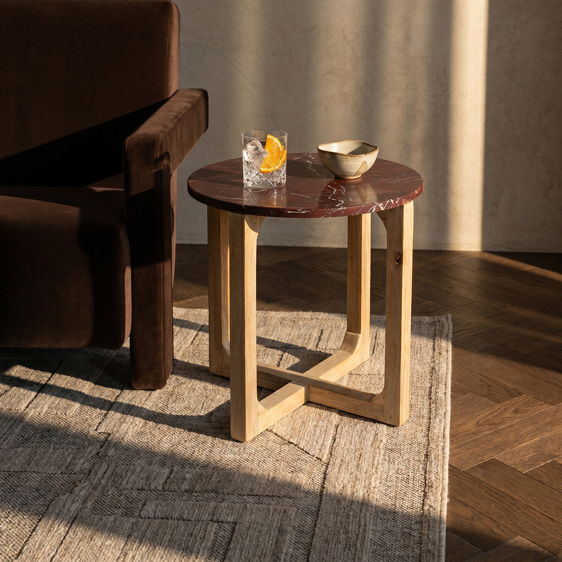 Marmor sidebord Cherry - 50x50x50 cm