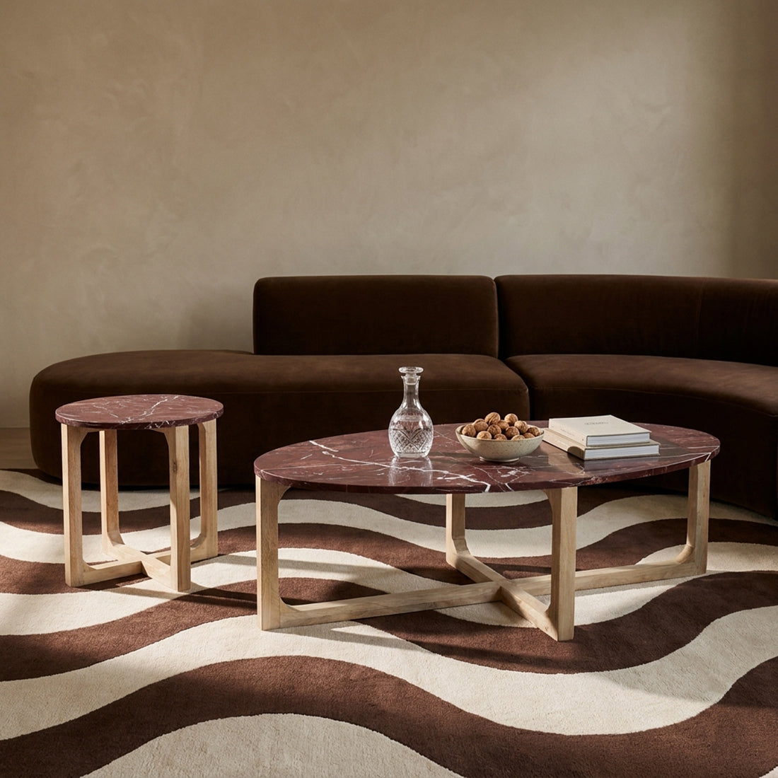 Marmor sidebord Cherry - 50x50x50 cm