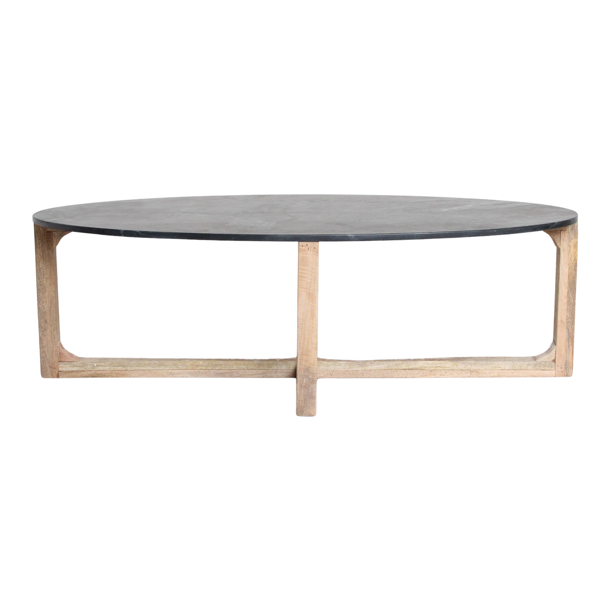 Ovalt sofabord i marmor - Sort - 120 x 60 x 38 cm
