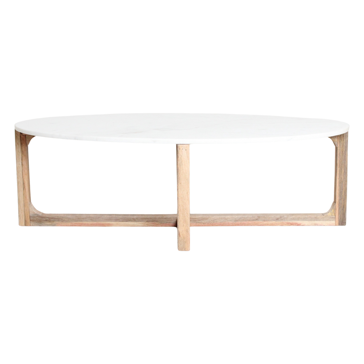 Ovalt sofabord i marmor - Hvid - 120x60x38 cm