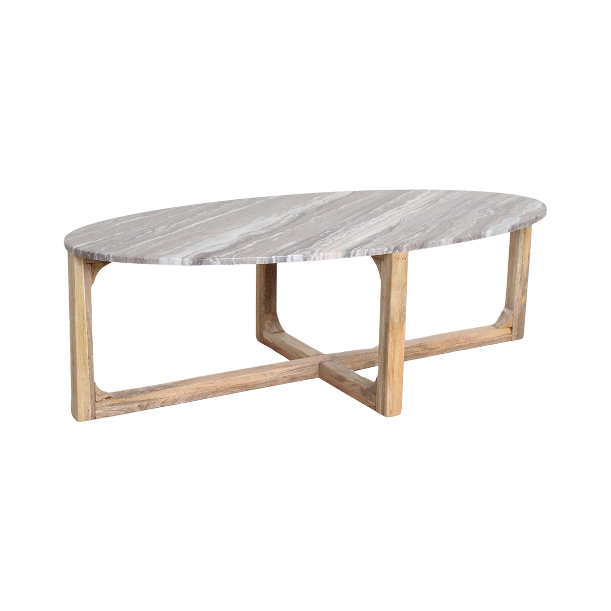 Ovalt sofabord i marmor - Fantasy brun - 120x60x38 cm