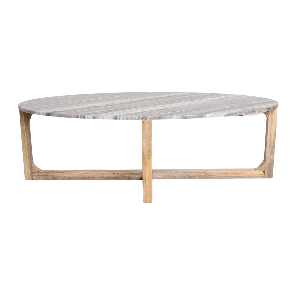 Ovalt sofabord i marmor - Fantasy brun - 120x60x38 cm