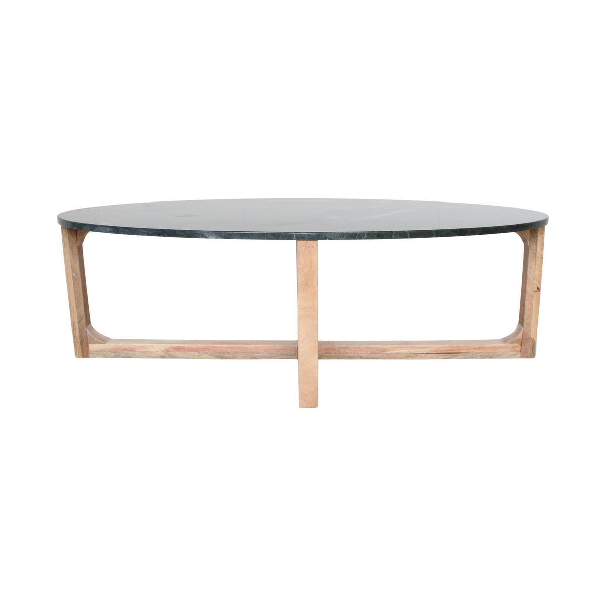 Ovalt sofabord i marmor - Grøn - 120x60x38 cm