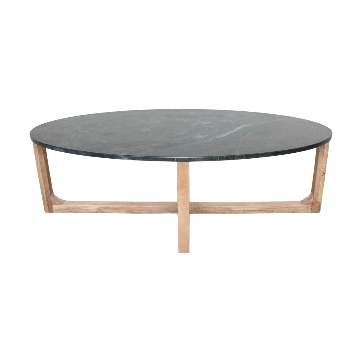 Ovalt sofabord i marmor - Grøn - 120x60x38 cm