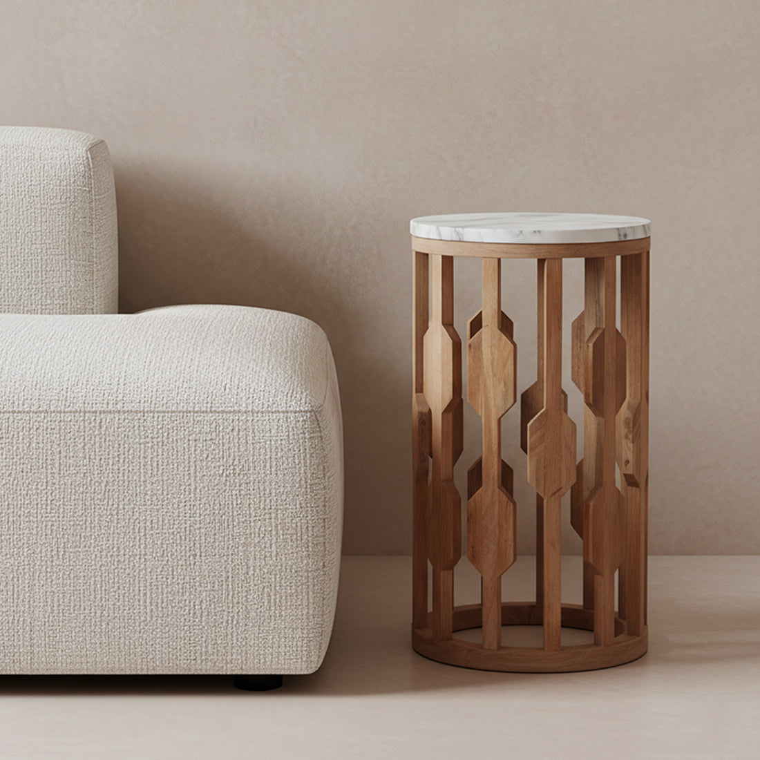 Atjeh marmor sidebord - hvid