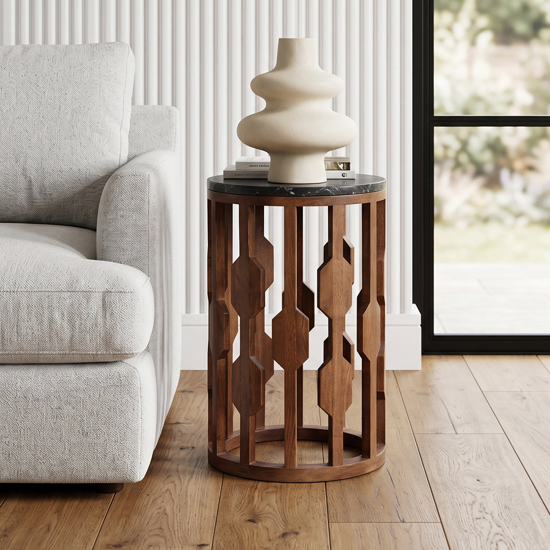 Lampung marmor-sidebord - sort