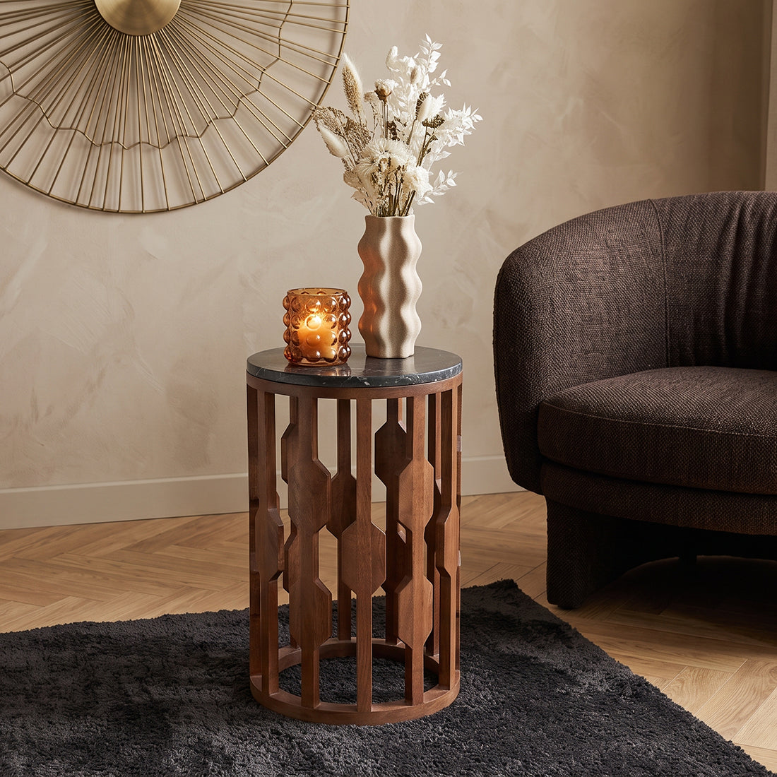 Lampung marmor-sidebord - sort