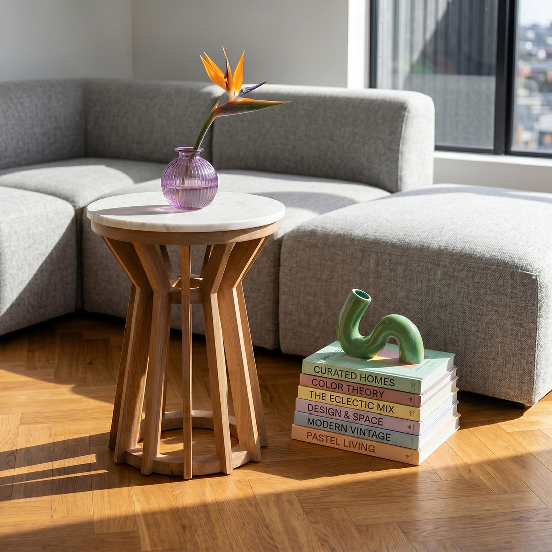 Sarawak marmor sidebord - hvid