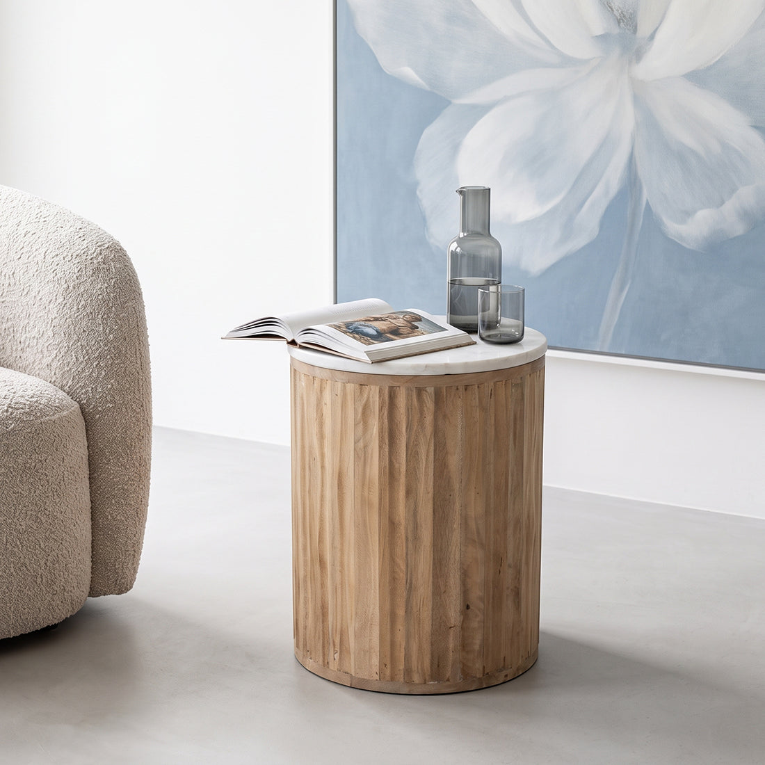 Malakka marmor sidebord - hvid