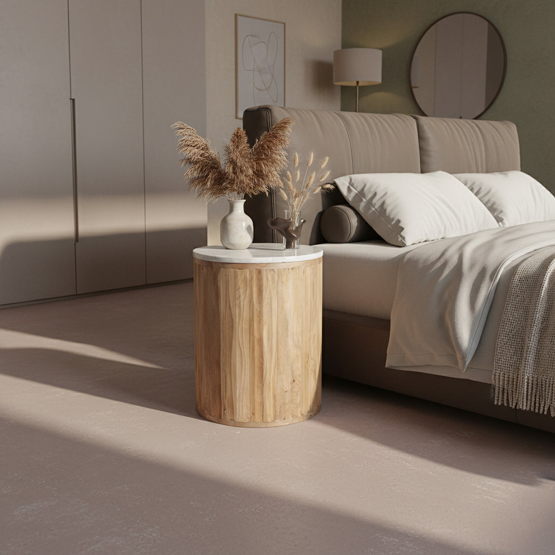 Malakka marmor sidebord - hvid