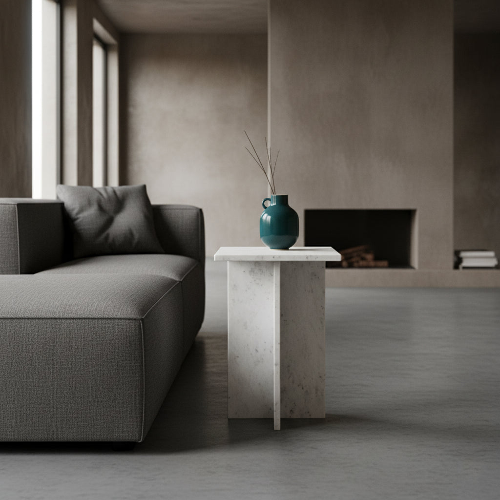Beijing hvidt marmorsidebord - 35x35x50 cm