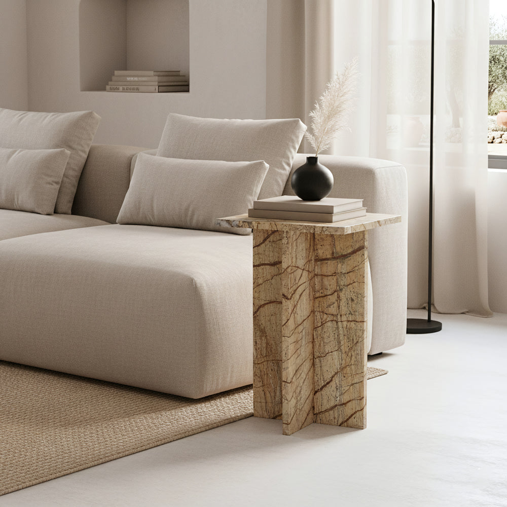 Seoel "Bizar" marmor sidebord - 35x35x50 cm