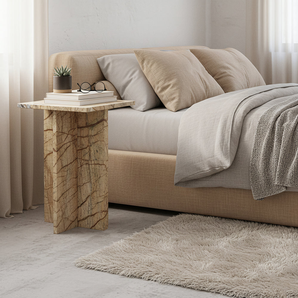 Seoel "Bizar" marmor sidebord - 35x35x50 cm