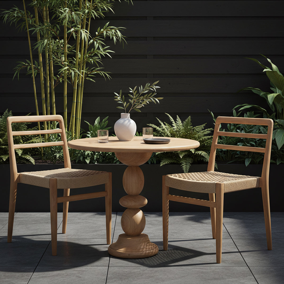 Bistro-havebord i teaktræ - Ø 69 cm