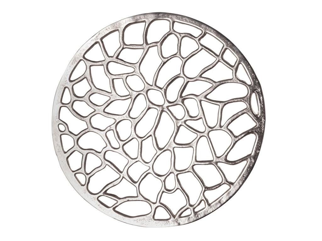 Sidebord/dekobord rund, koral design metal, sølv