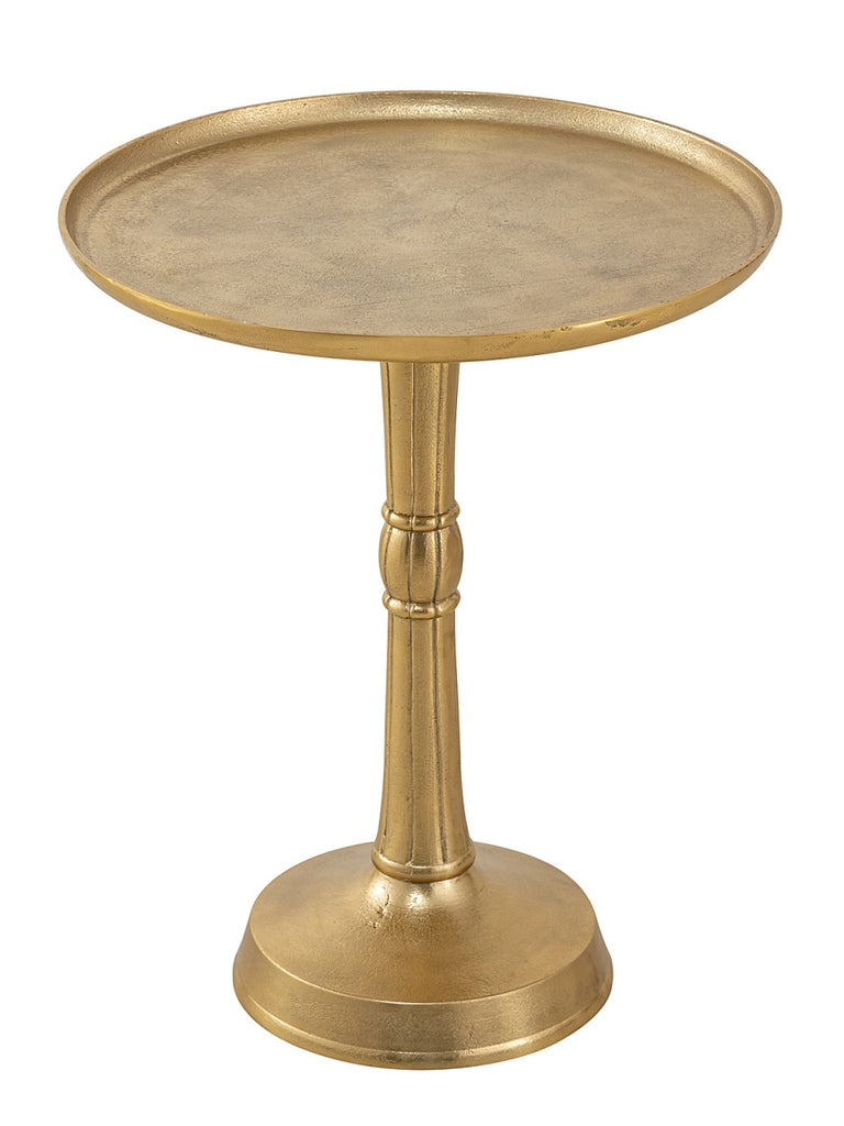 Rundt metal bord i guld Ø44x53cm, med midterfod af aluminium