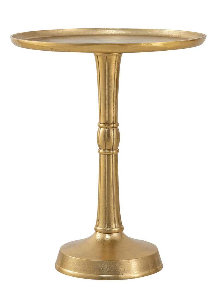 Rundt metal bord i guld Ø44x53cm, med midterfod af aluminium