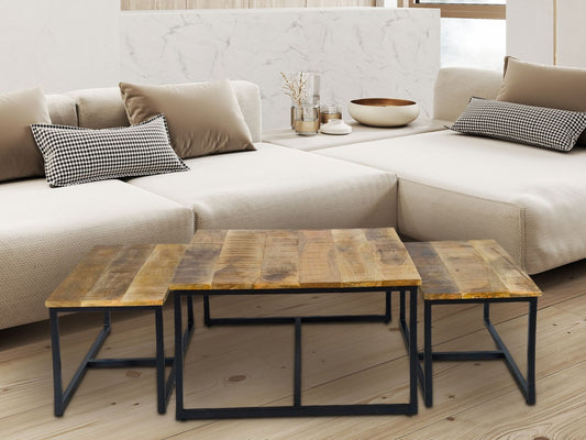 Sofabord 3-delt sæt med metalstel