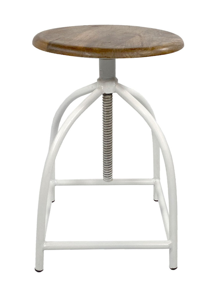 Drejestol/barstol, højdejusterbar i træ og metal hvid