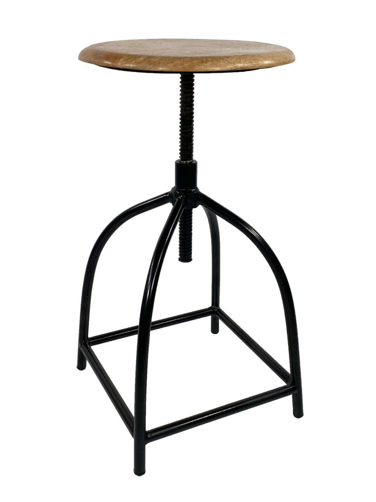 Swivel chair/bar stool, height-adjustable in wood and metal, black