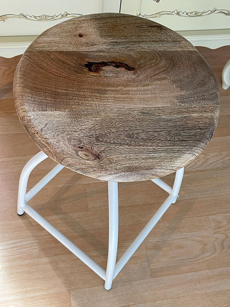 Drejestol/barstol, højdejusterbar i træ og metal hvid 2 stk.