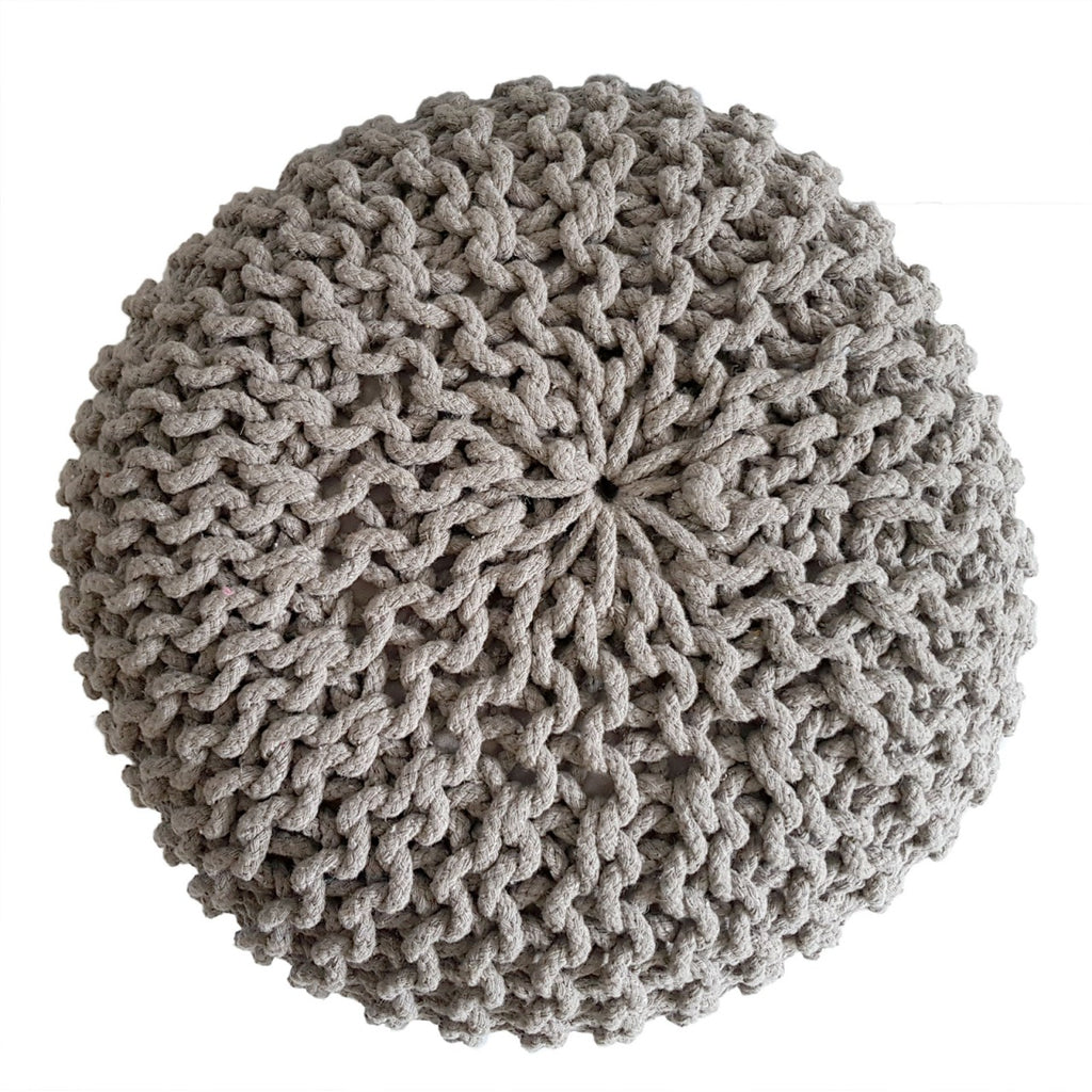 Strikpuf Pouf Ø 45 cm Siddepuf Siddepude Grovstrik-look Puf Strik Gulvpude Højde 30 cm