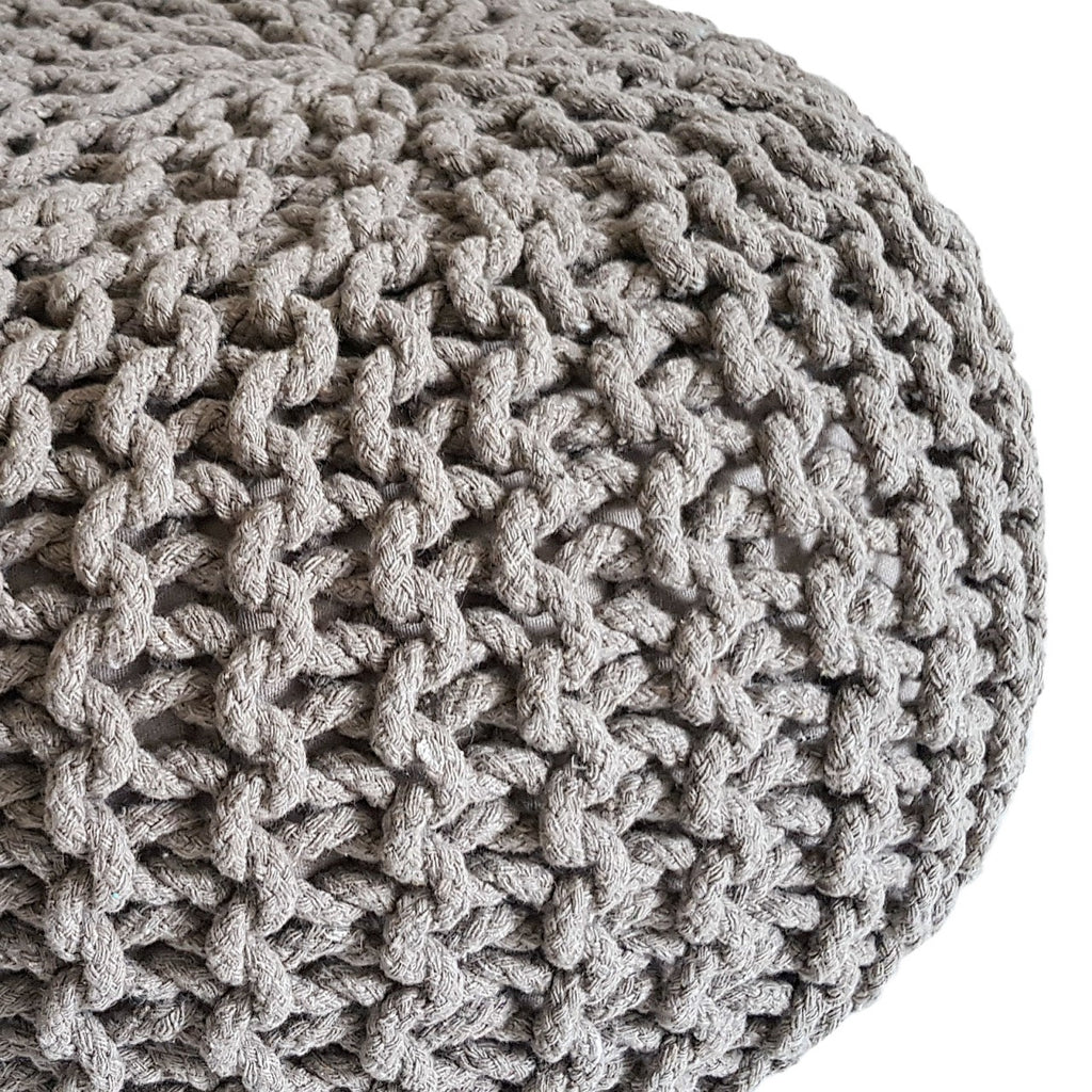 Strikpuf Pouf Ø 45 cm Siddepuf Siddepude Grovstrik-look Puf Strik Gulvpude Højde 30 cm