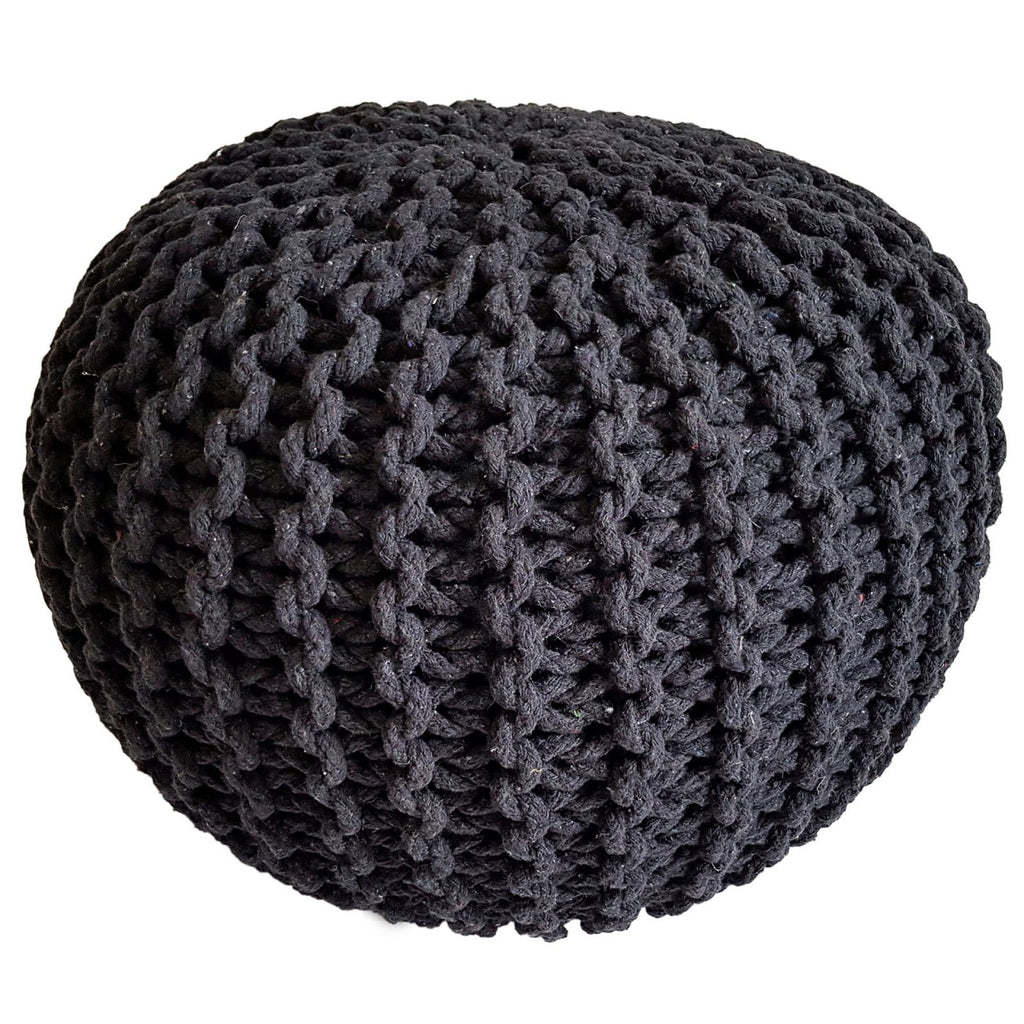 Strikpuf Pouf Ø 45 cm Siddepuf Grovstrik-look Puf Strik Gulvpude Højde 30 cm