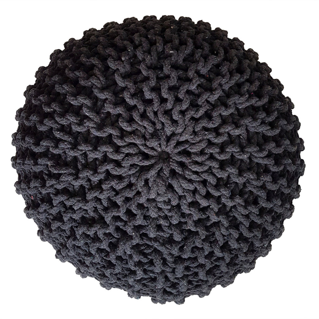 Strikpuf Pouf Ø 45 cm Siddepuf Grovstrik-look Puf Strik Gulvpude Højde 30 cm