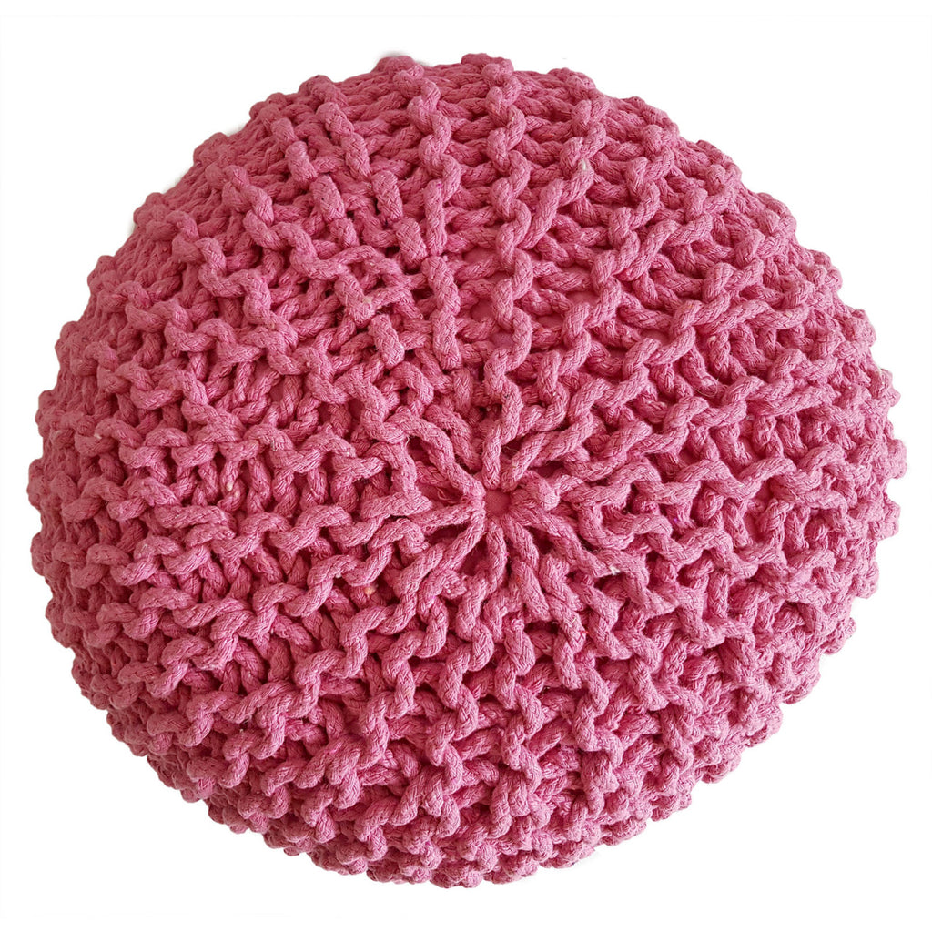 Puf/strikpuf grovstrik Ø45x30cm pink