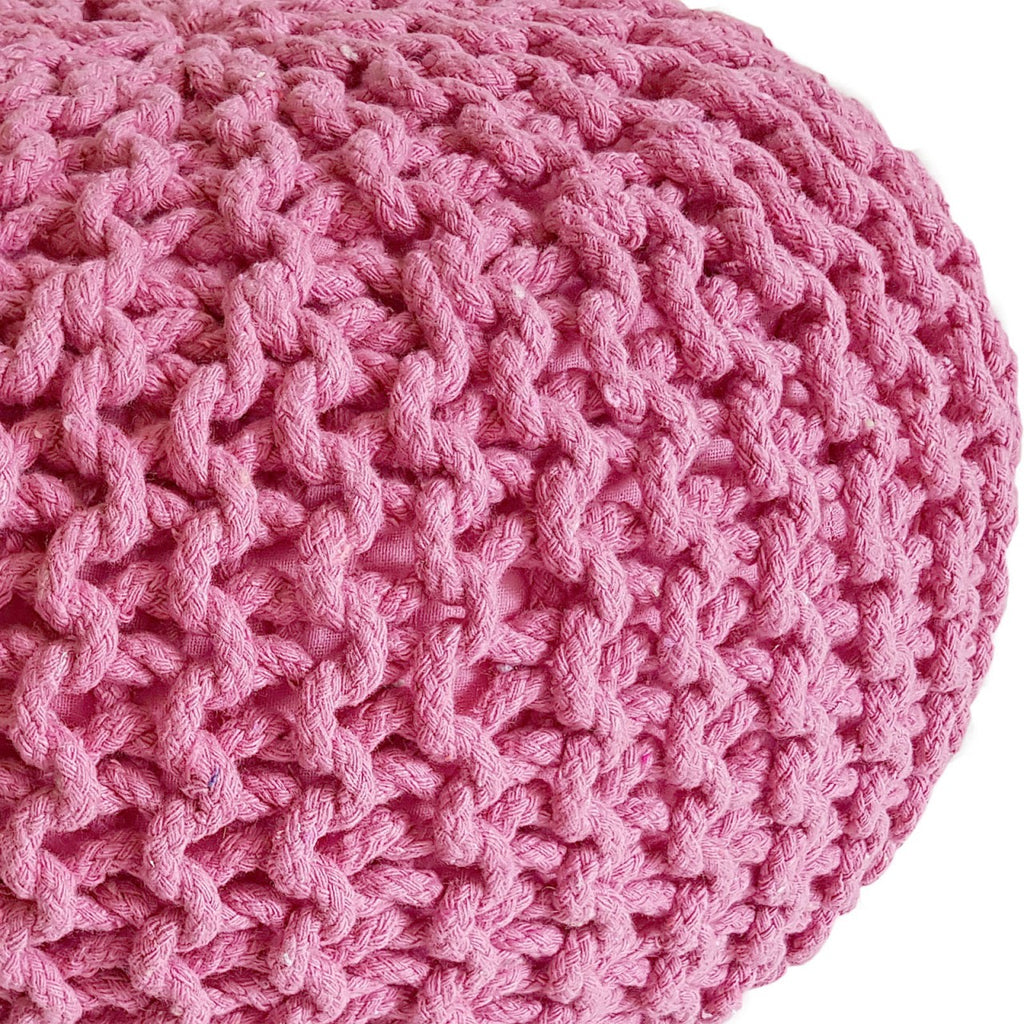 Puf/strikpuf grovstrik Ø45x30cm pink